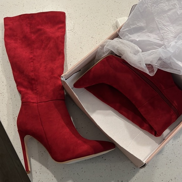 Red Mid Length Boot - Picture 2 of 2